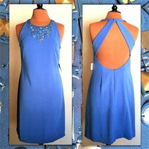 ARGENTI Cobalt Sleeveless Embellished Dress   NWT!